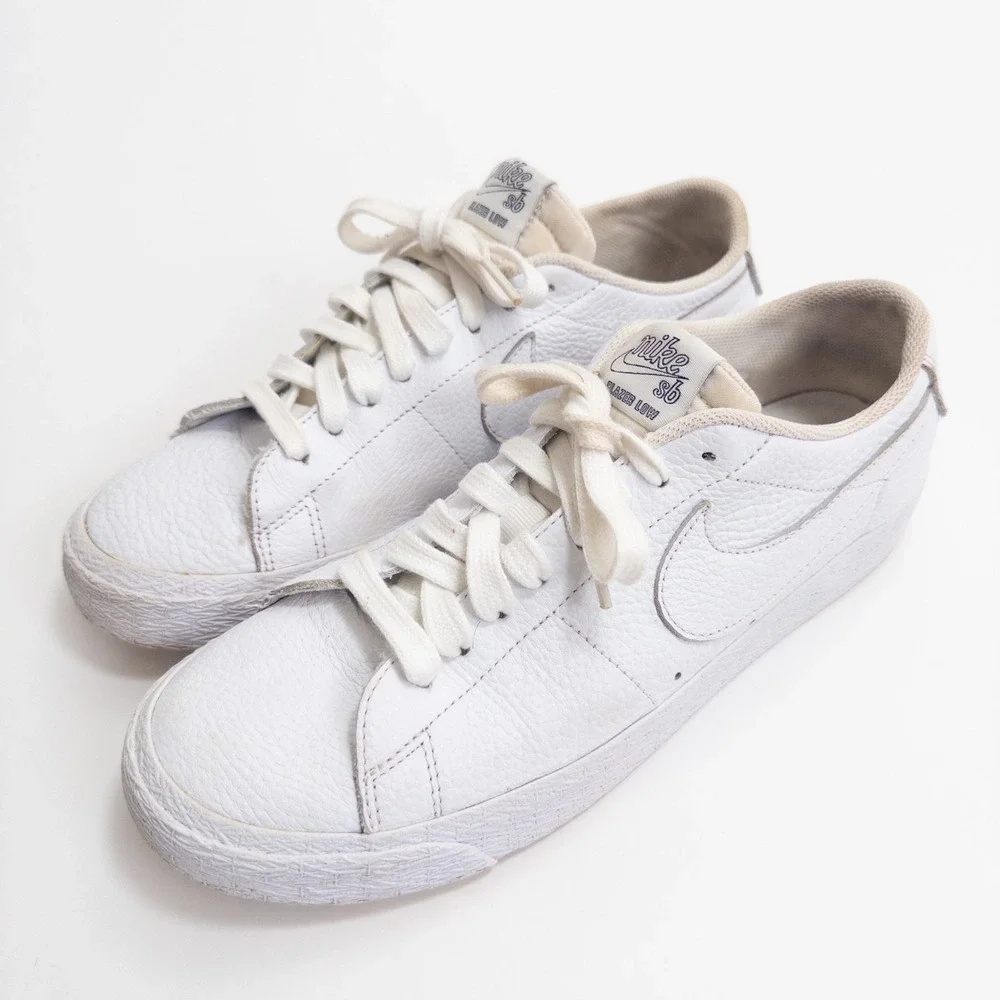 Nike SB Blazer Low AR1576-114 White‎ Leather Skate Shoes Men 8.5